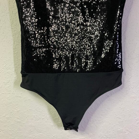 EXPRESS Body Contour Small Bodysuit Sequin Sleeveless Form Fitting Crew Neck NWT - Picture 6 of 13